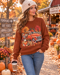 Fall Themed Flare Sleeve Knit Sweater