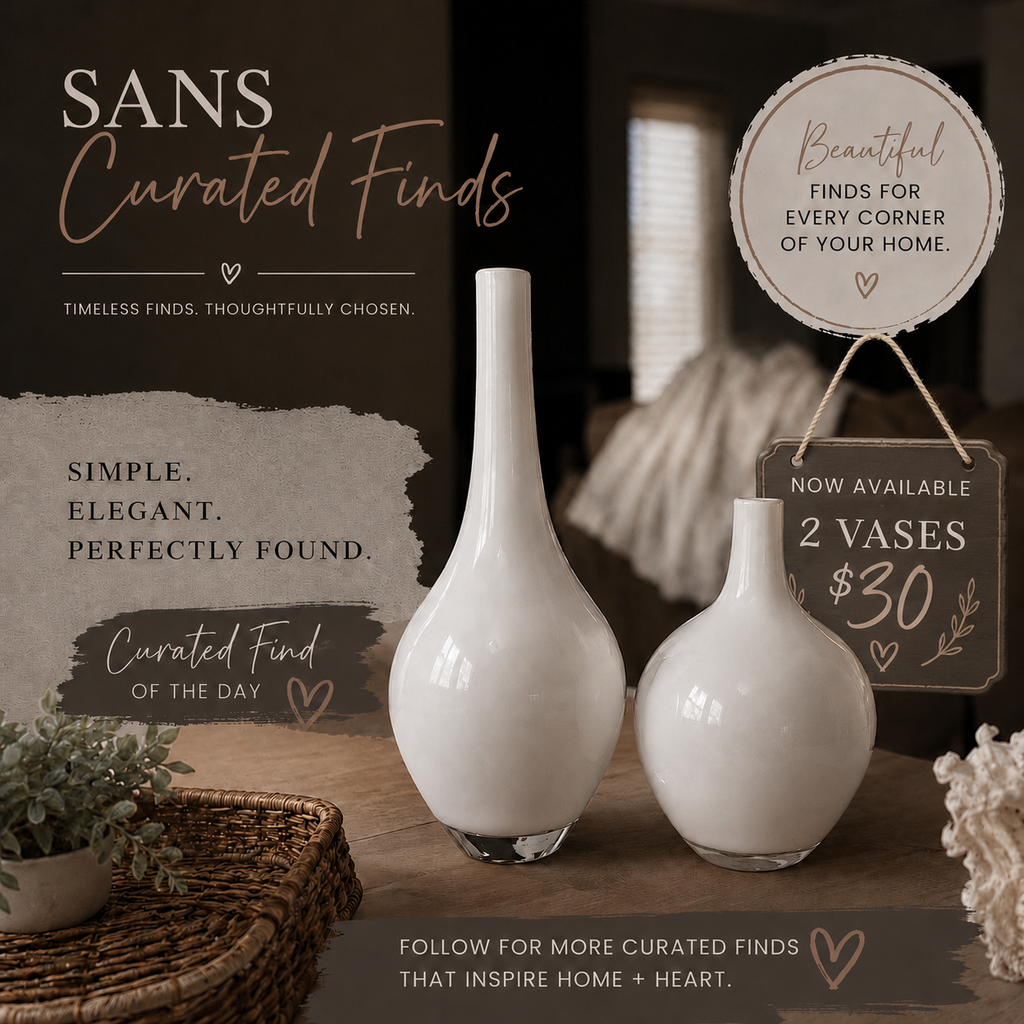 Modern White Glass Vase Set – Set of 2