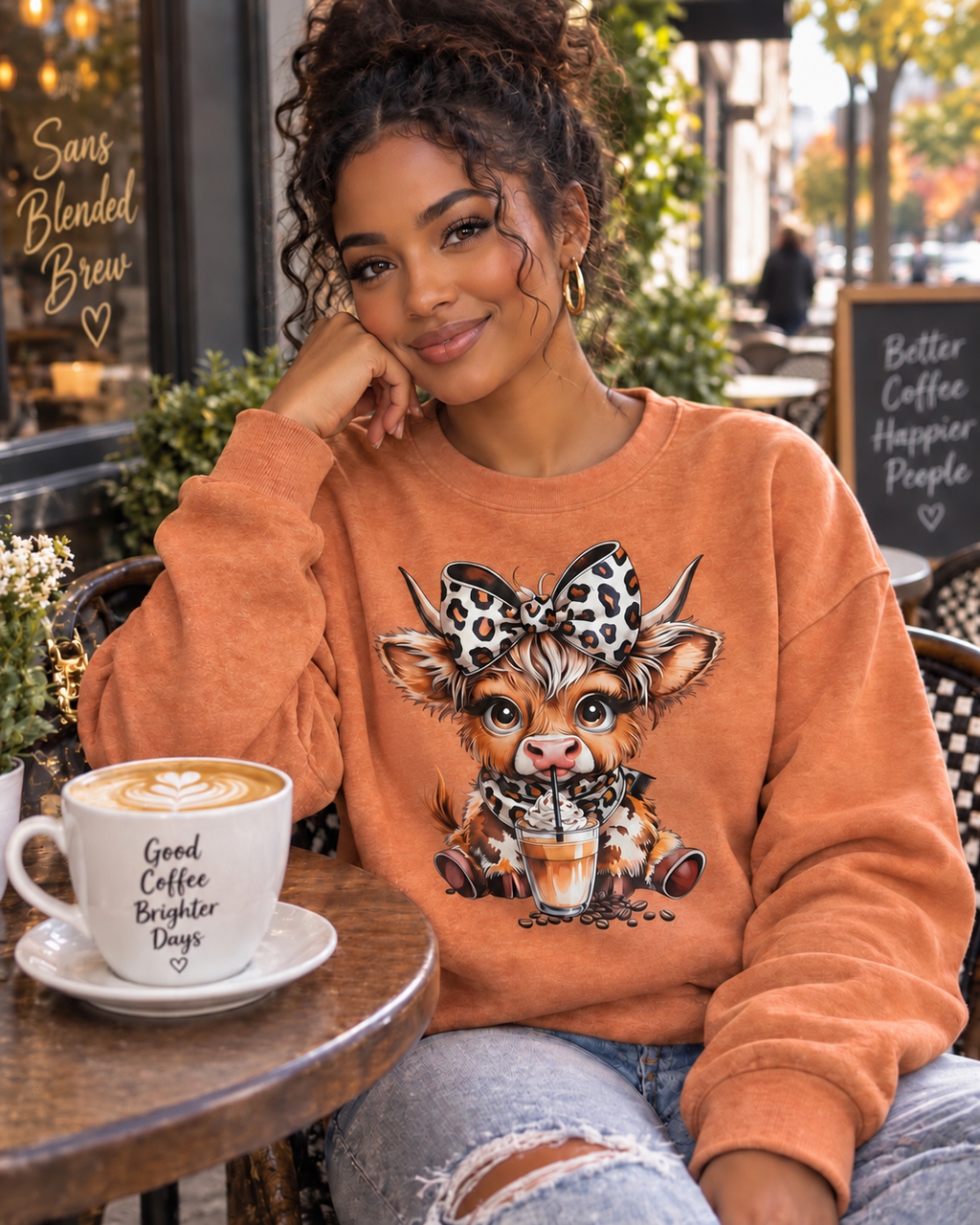 Coffee Cutie Highland Cow Sweatshirt | Cozy Fall Graphic Crewneck