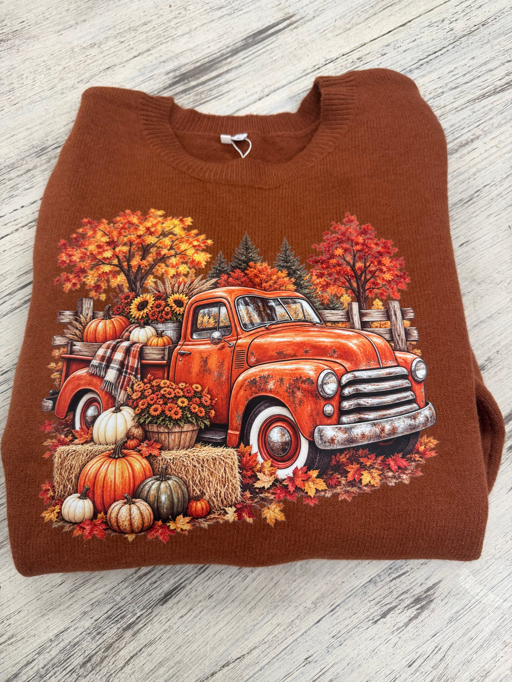 Fall Themed Flare Sleeve Knit Sweater