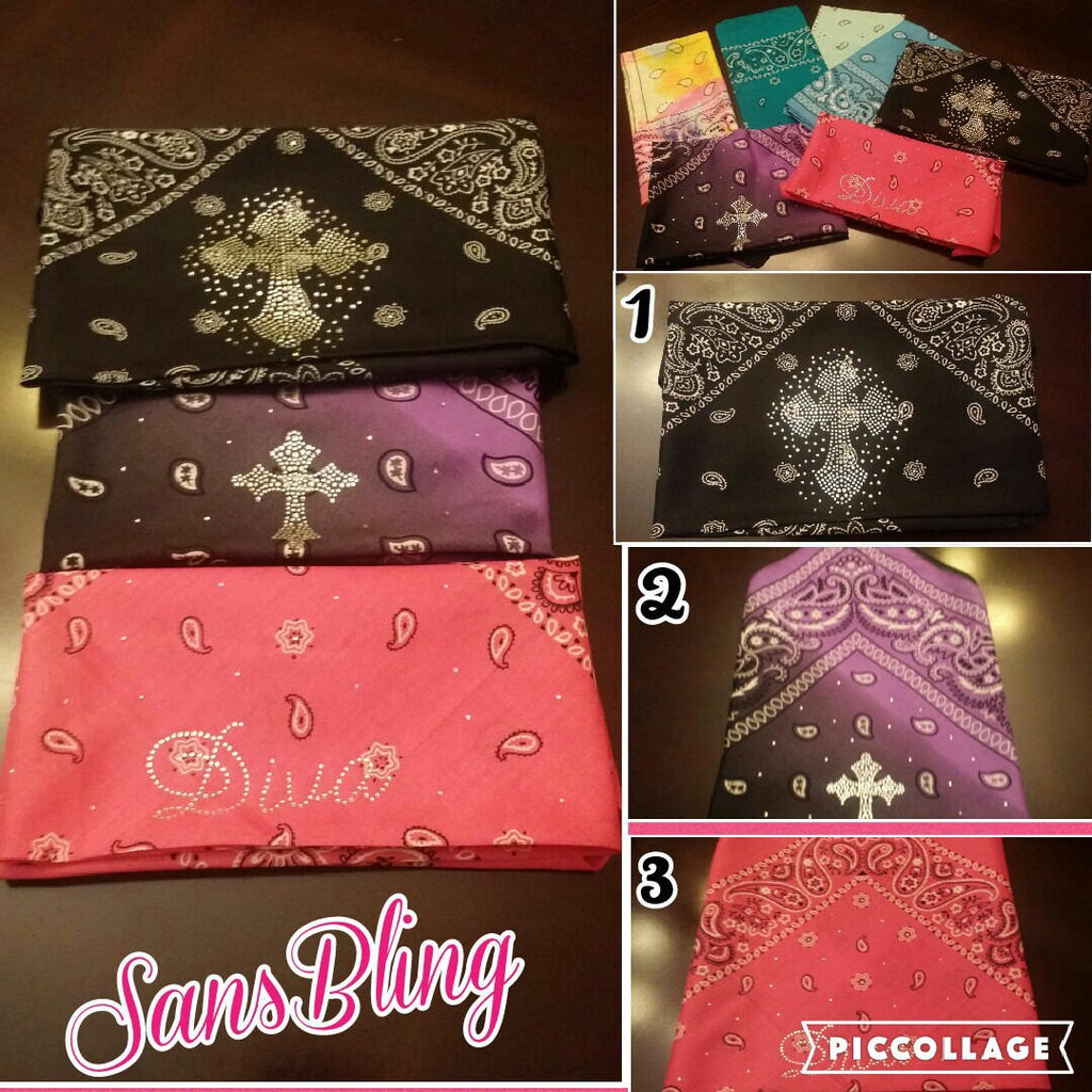 Rhinestone Bandana's Bling Headgear Biker Headband Workout/Yoga Headwrap