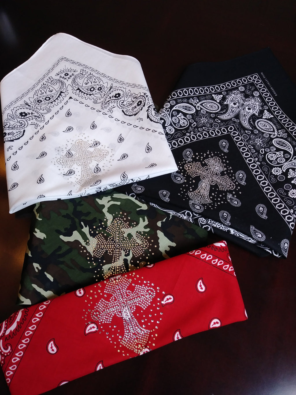 Rhinestone Cross Bandana: Cotton Biker Bandanna