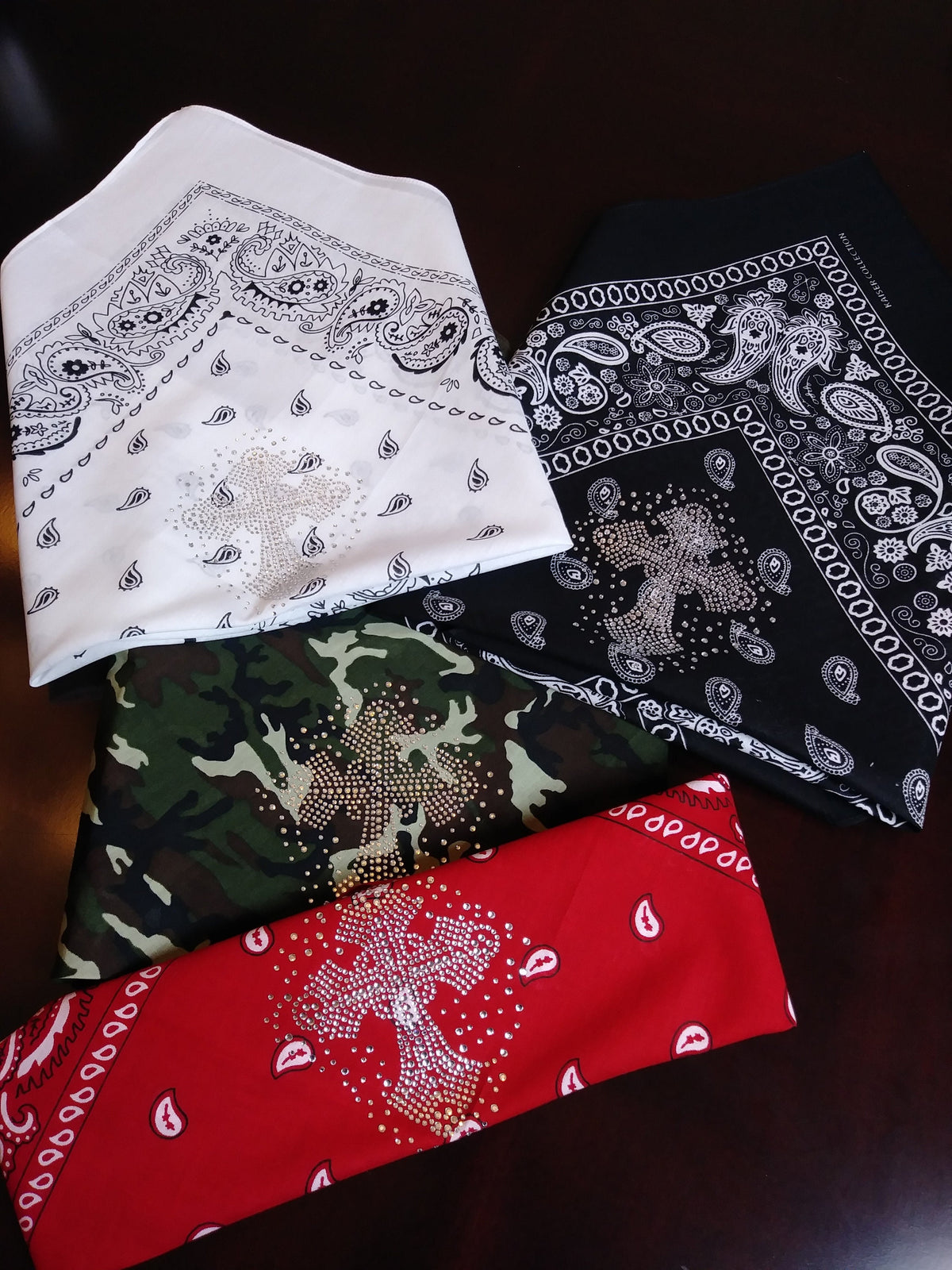 Rhinestone Cross Bandana: Cotton Biker Bandanna