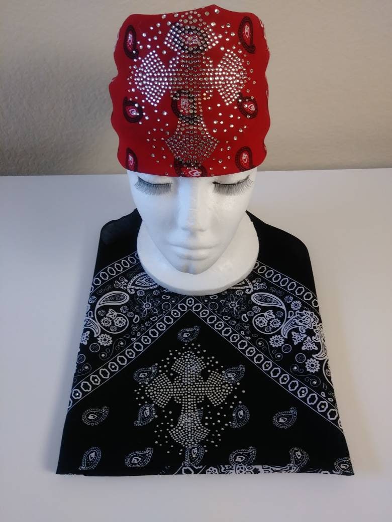 Fancy Cross Bandana w/Bling Workout/Yoge Headwrap Biker Headgear All Colors