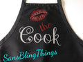 Kiss the Cook Rhinestone, Glitter Apron, Cooking Apron with Adjustable Strap