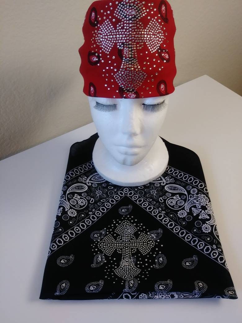 Fancy Cross Bandana w/Bling Workout/Yoge Headwrap Biker Headgear All Colors
