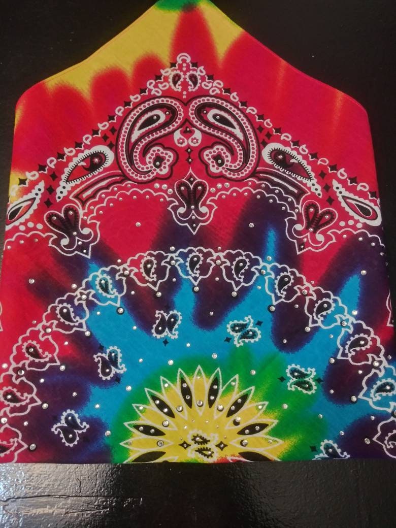 Rhinestone Tie Dye Bandana: Jeweled Cotton Head Wrap