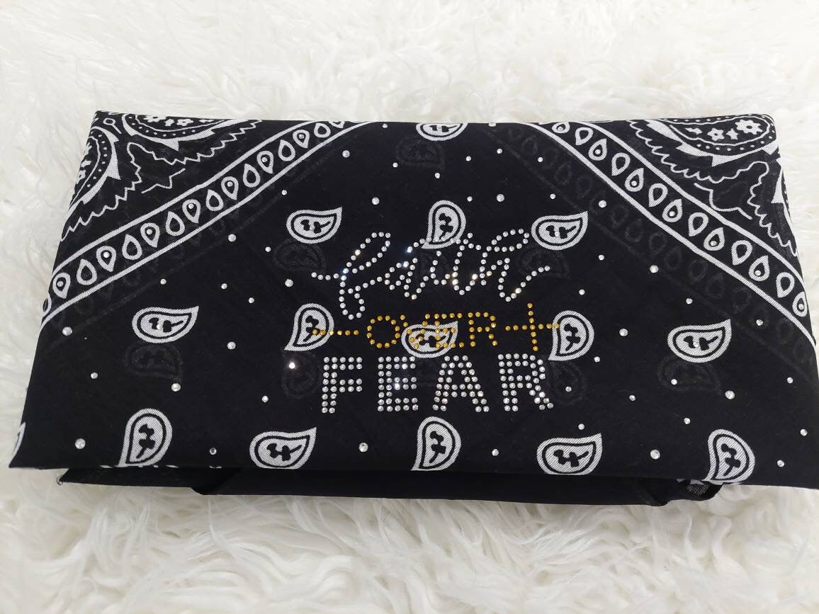 Faith over Fear Rhinestone Bandana Design