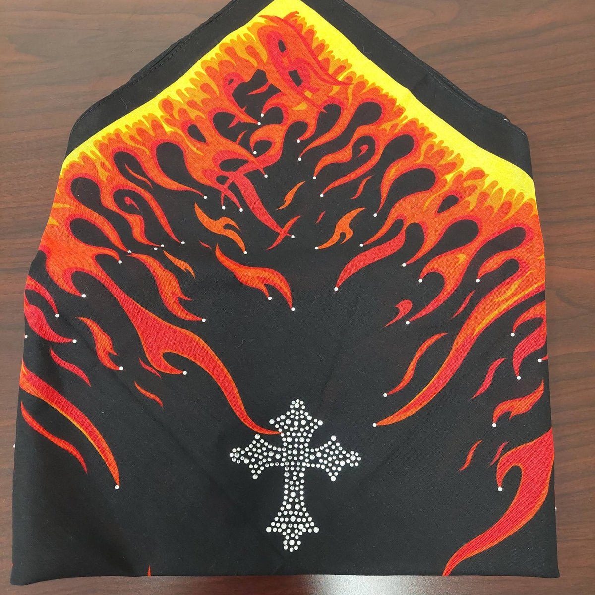 Rhinestone Flames Bandana: Biker Workout Head Wrap