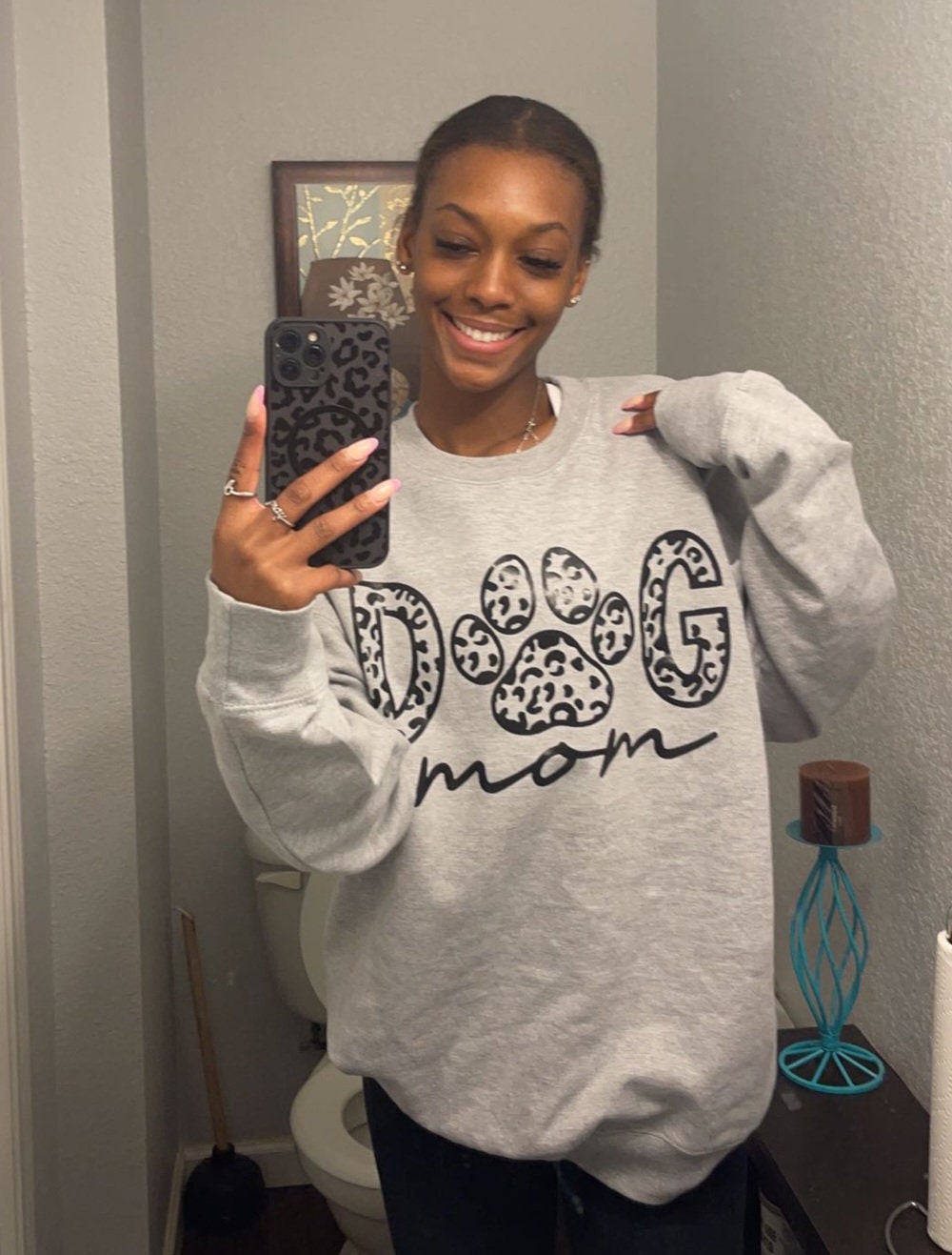 Dog Mom Leopard Print Tee or Sweatshirt