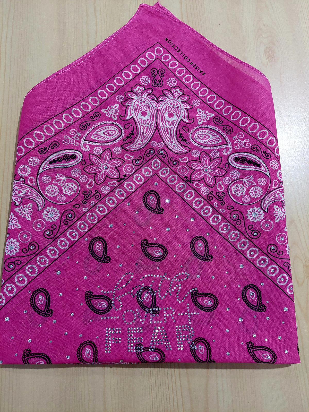 Faith over Fear Rhinestone Bandana Design