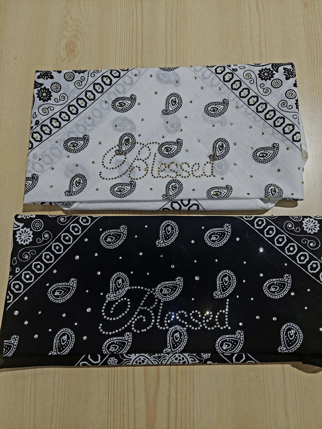 Rhinestone 'Blessed' Bandana - Cotton Head Wrap