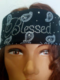 Rhinestone 'Blessed' Bandana - Cotton Head Wrap