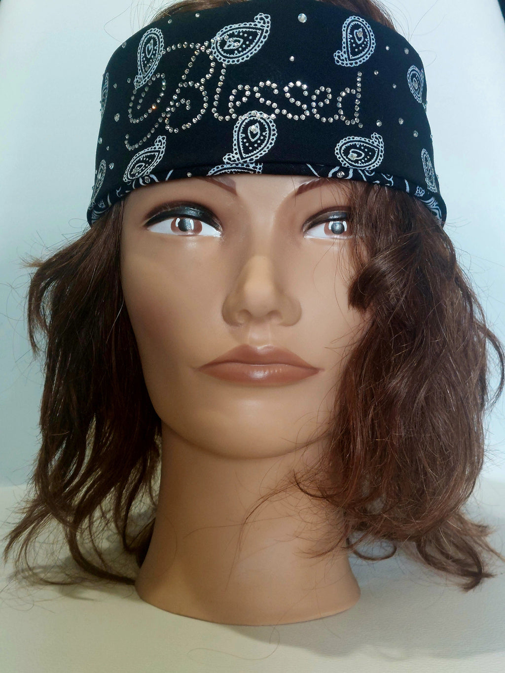 Rhinestone 'Blessed' Bandana - Cotton Head Wrap