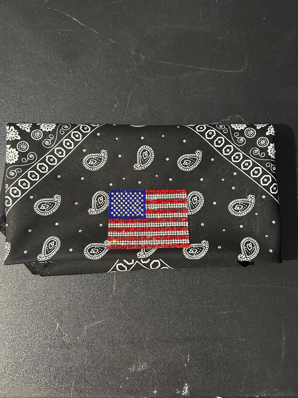 Rhinestone American Flag Bandana | Stars and Stripes | 4th of July | Biker | Head Gear | Accessories