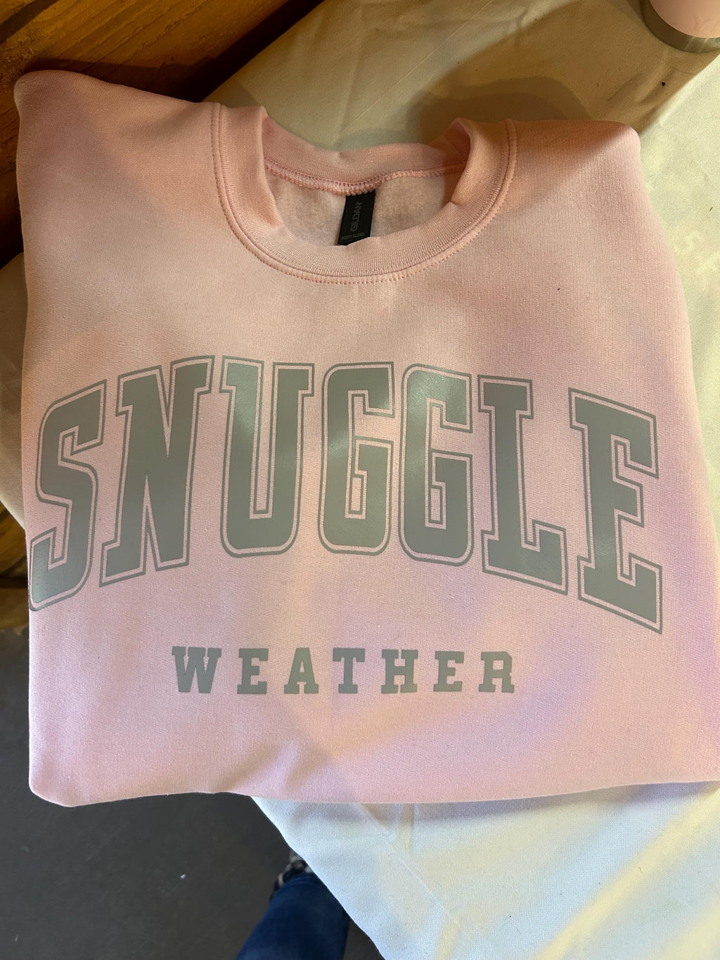 Snuggle Weather Sweatshirt: Ash Grey Oversized Graphic Top