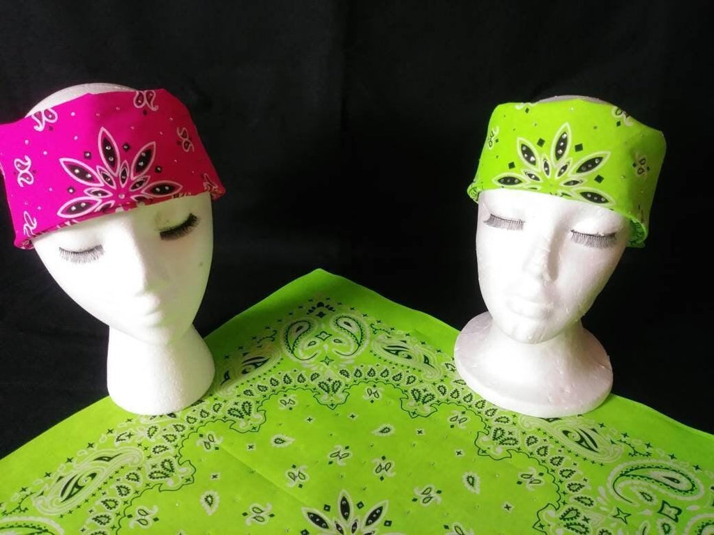 Hot Pink Rhinestone Bandana: Cotton Biker Headwrap