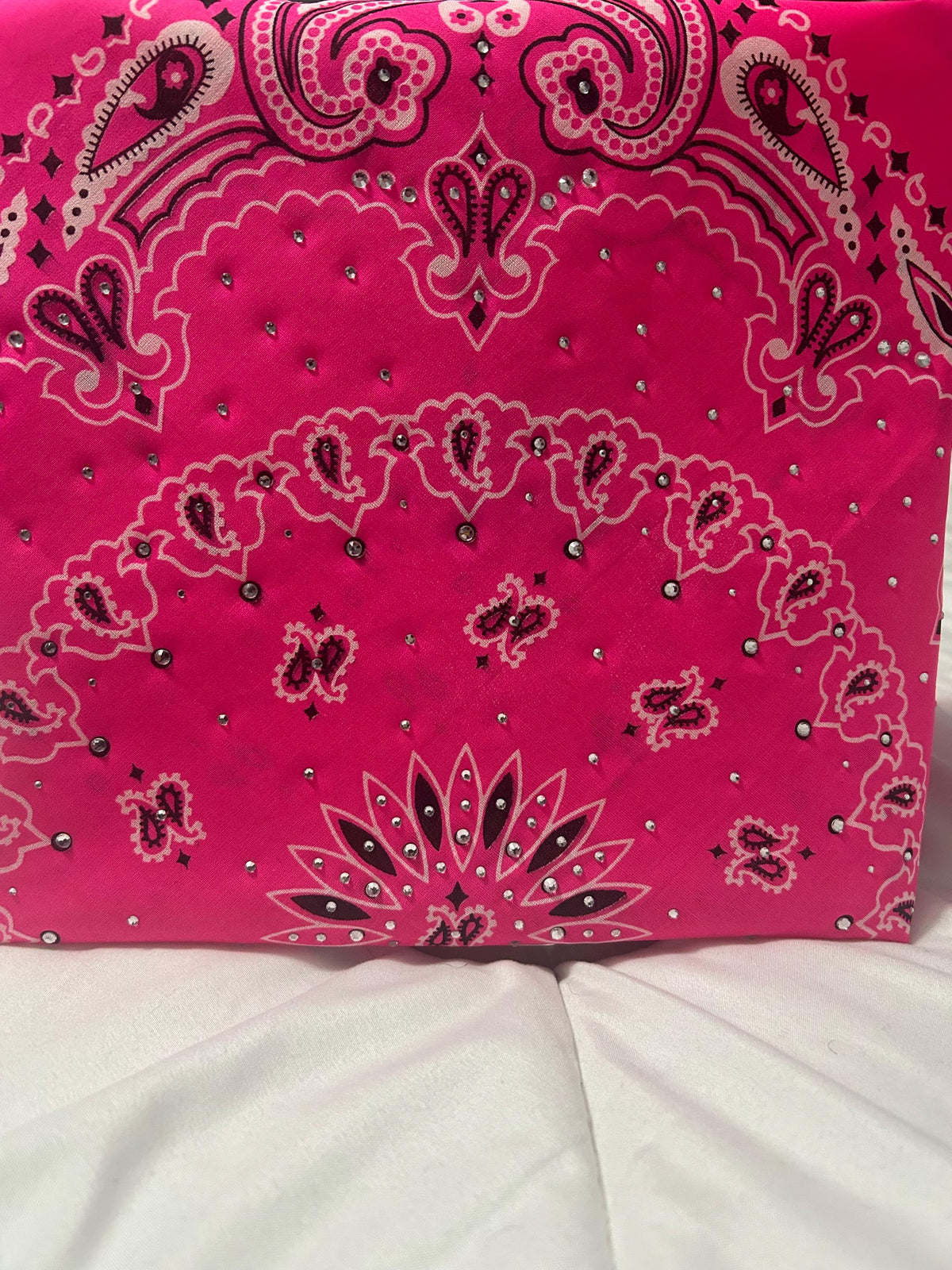 Hot Pink Rhinestone Bandana: Cotton Biker Headwrap