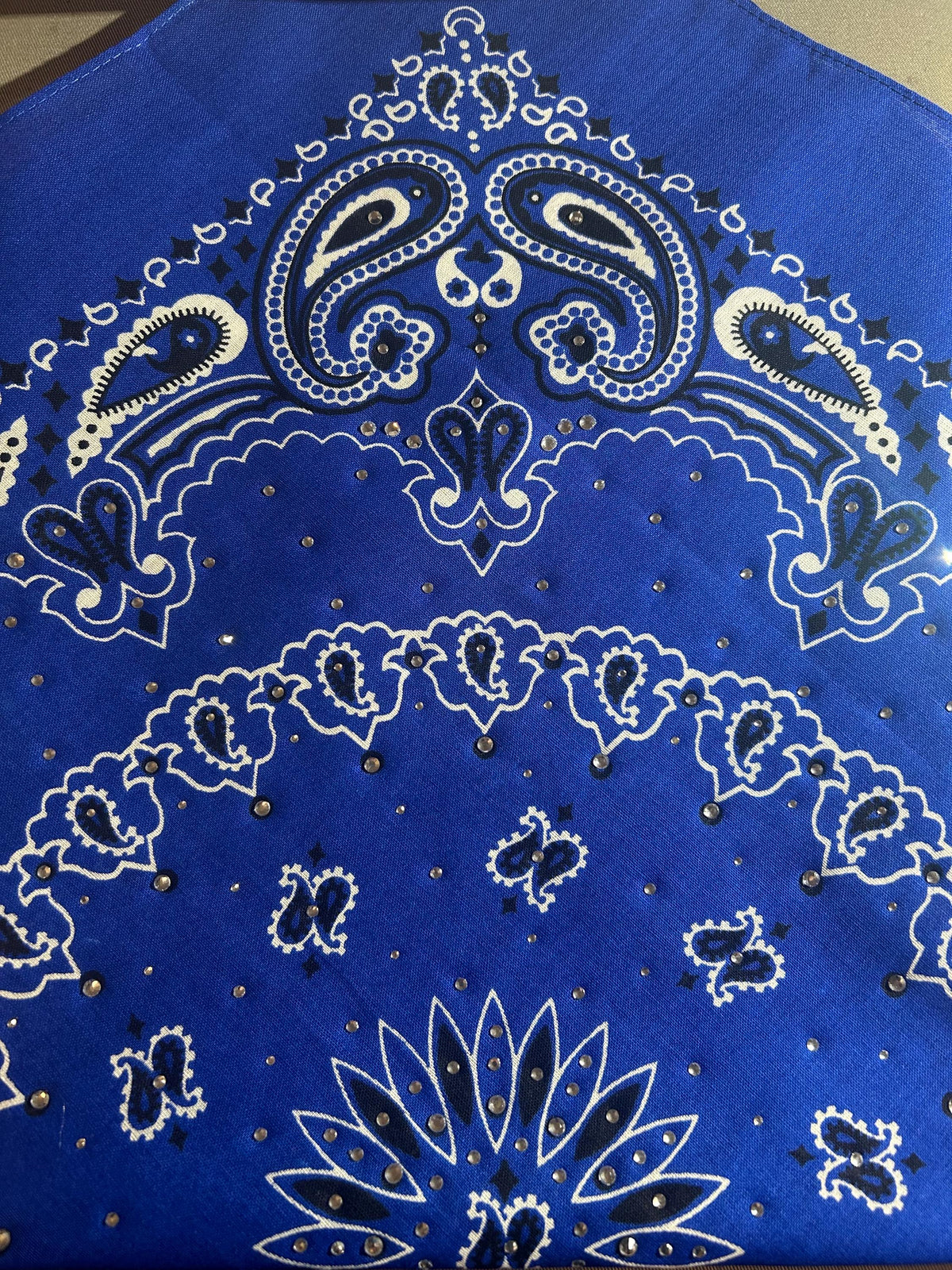 Royal Blue Rhinestone Bandana: Cotton Biker Headwrap
