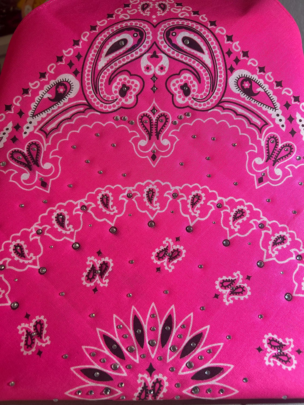 Hot Pink Rhinestone Bandana: Cotton Biker Headwrap