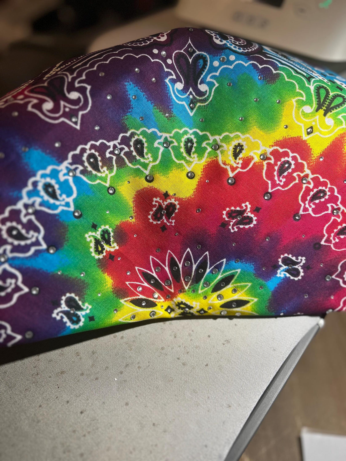 Rhinestone Tie Dye Bandana: Jeweled Cotton Head Wrap