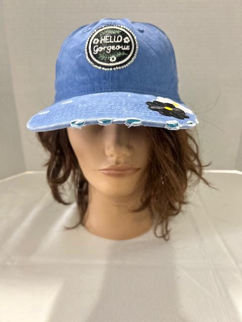 Vintage Style Cap | Hello Gorgeous Patch, Rhinestones & Flowers