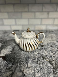 Sadler Mid Century Vintage Teapot w/Cream Gold Swirls Stripes