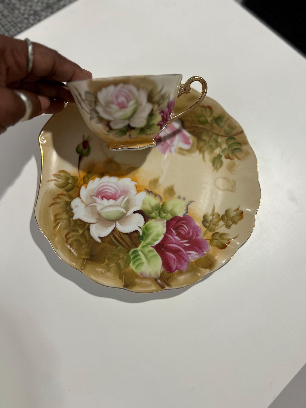 Lefton Tea/Snack Plate with Tea cups Set