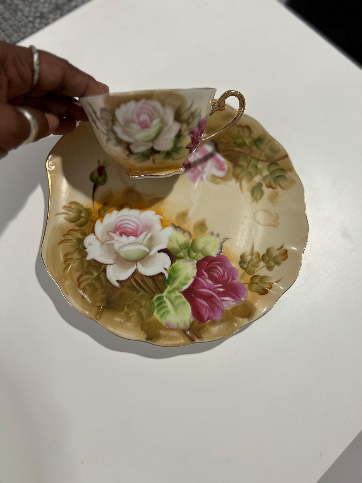 Lefton Tea/Snack Plate with Tea cups Set