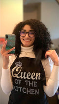 Cooking Apron "Queen of the Kitchen" Rhinestones and Glitter with Adjustable Strap