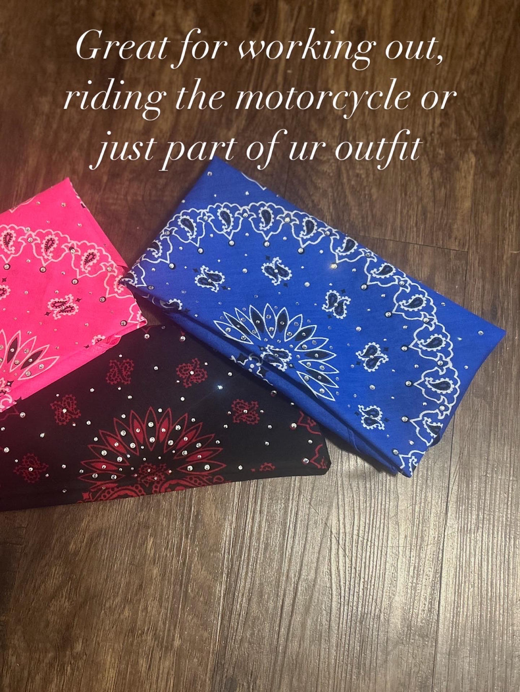Rhinestone Bandana: Cotton Biker Headwrap