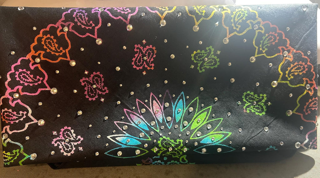 Multi Colored Rhinestone Bandana: Cotton Biker Headwrap