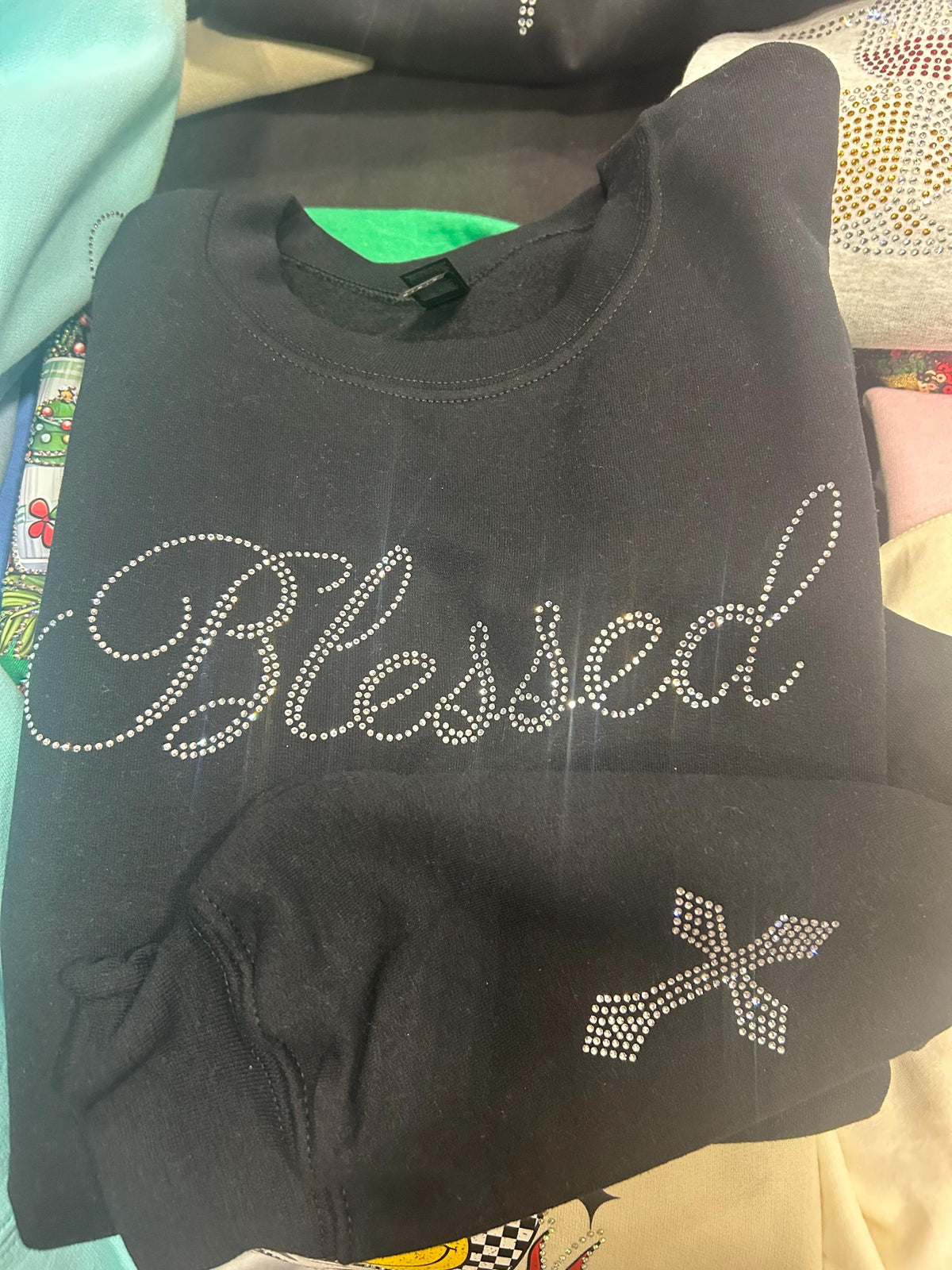 Rhinestone "Blessed" Sweatshirt/Tee
