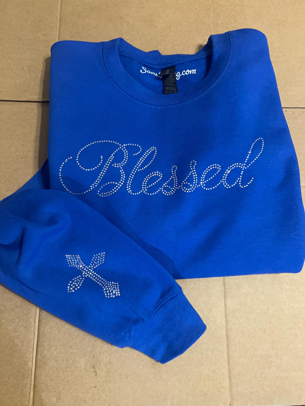 Rhinestone "Blessed" Sweatshirt/Tee