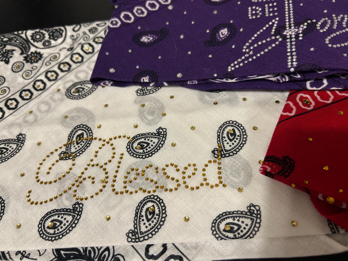 Be Strong Rhinestone Bandana - Cotton Head Wrap