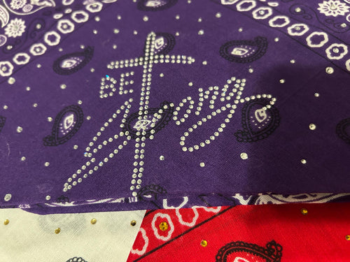 Be Strong Rhinestone Bandana - Cotton Head Wrap