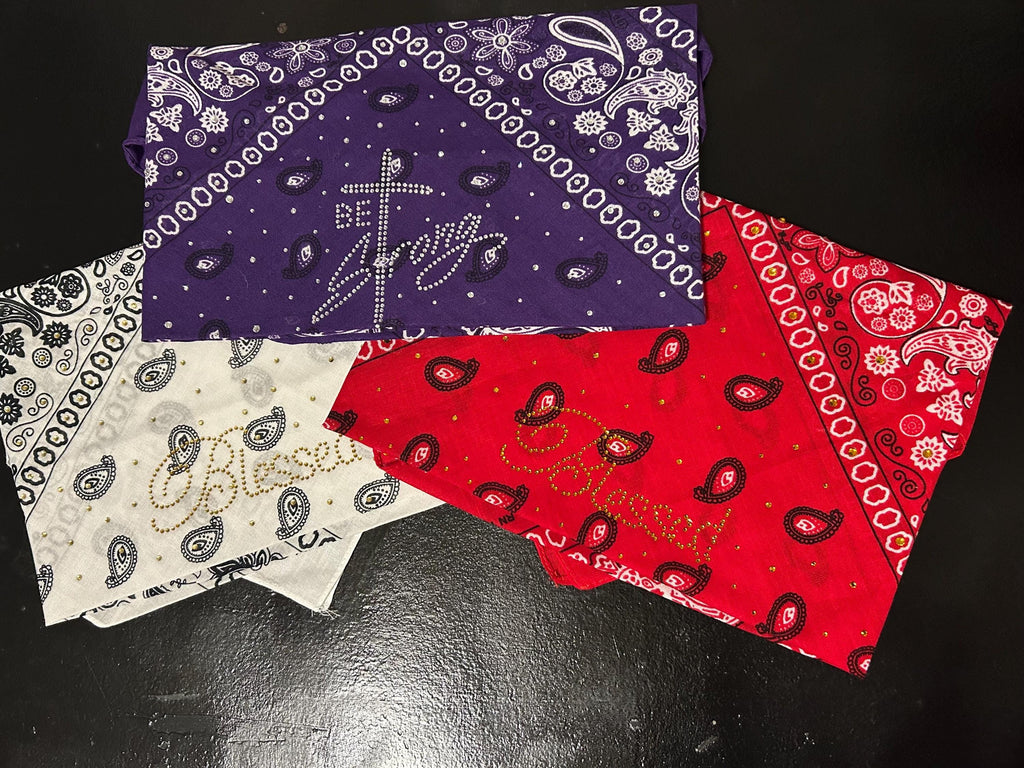 Be Strong Rhinestone Bandana - Cotton Head Wrap