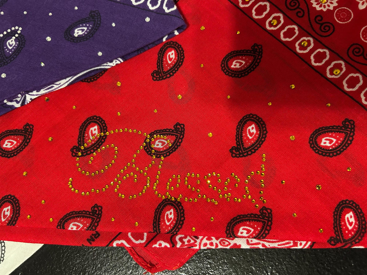 Be Strong Rhinestone Bandana - Cotton Head Wrap