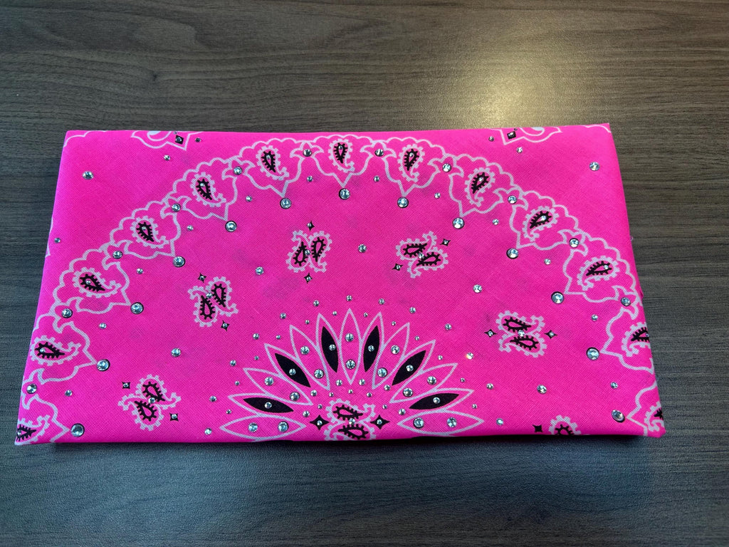 Hot Pink Cotton Rhinestone Bandana: Working out, Biker Headwrap, or just an Accessory