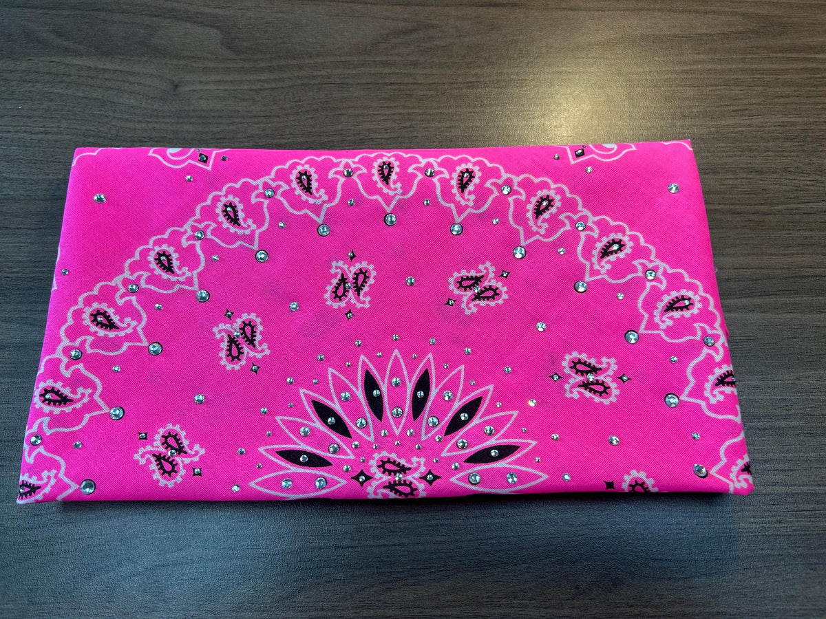 Hot Pink Cotton Rhinestone Bandana: Working out, Biker Headwrap, or just an Accessory
