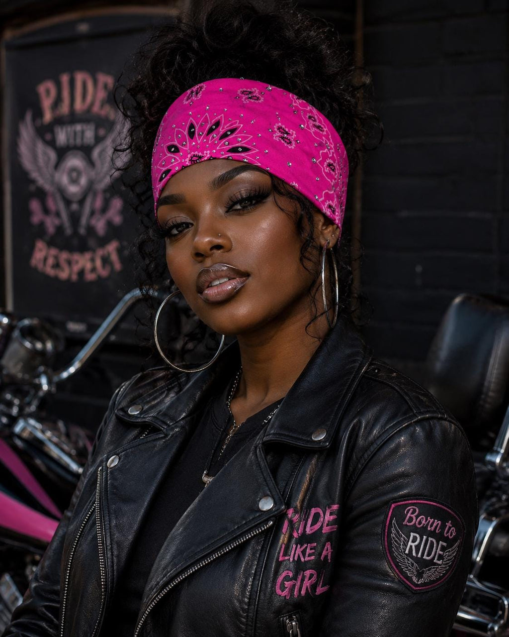 Hot Pink Cotton Rhinestone Bandana: Working out, Biker Headwrap, or just an Accessory